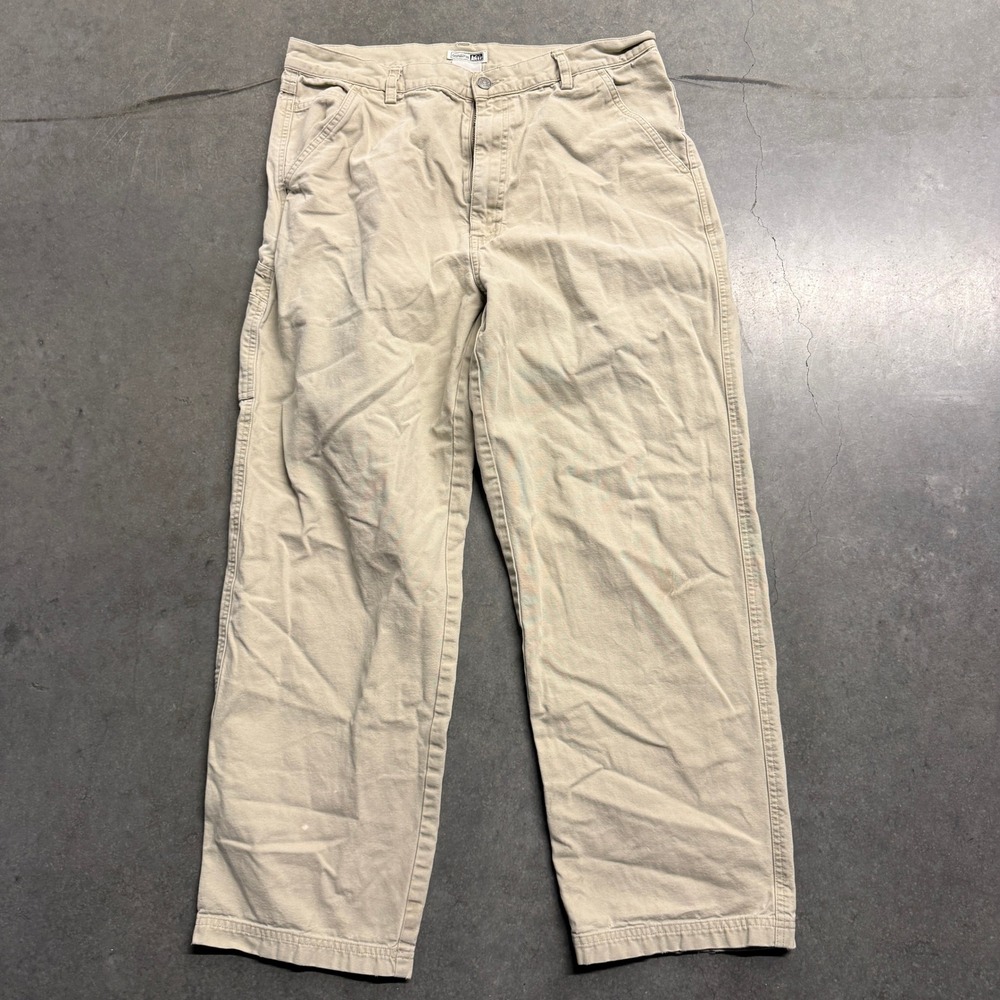 REI Mens 34x30 Tan Khaki Cotton Canvas Carpenter Utility Work Pants 4117